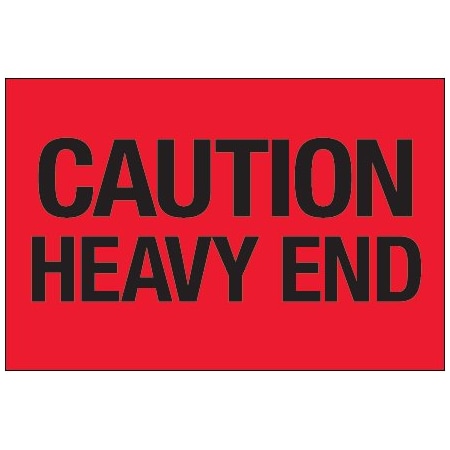 Bsc Preferred 2 x 3'' - ''Caution - Heavy End'' Fluorescent Red Labels BUY00021112